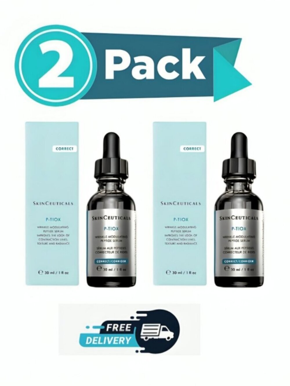 2X Skinceuticals P-TIOX Wrinkle-Modulating Peptide Serum 1 fl oz/30ml